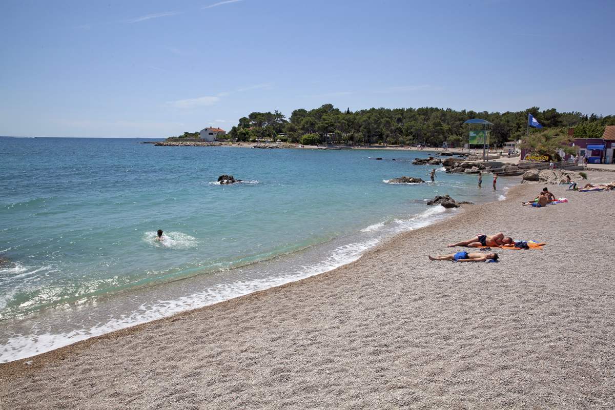 Gravel beach Porporela in town Krk